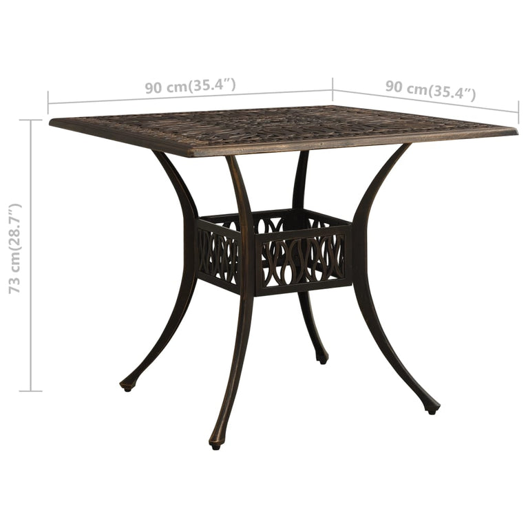 Tuintafel 90x90x73 cm gietaluminium bronskleurig MeubelReus