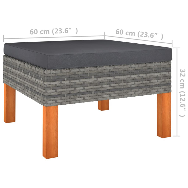 3-delige Loungeset poly rattan en massief eucalyptushout MeubelReus