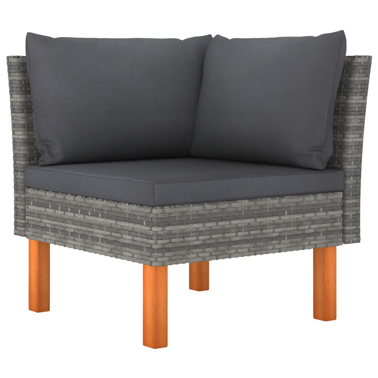 3-delige Loungeset poly rattan en massief eucalyptushout MeubelReus