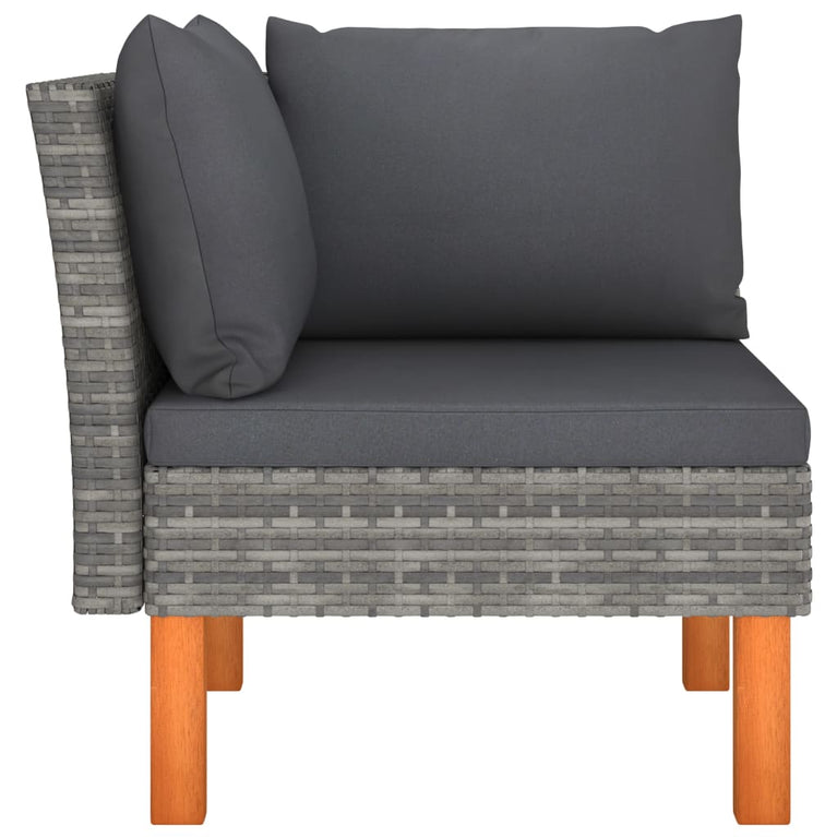 3-delige Loungeset poly rattan en massief eucalyptushout MeubelReus