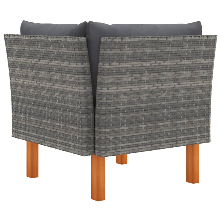 3-delige Loungeset poly rattan en massief eucalyptushout MeubelReus