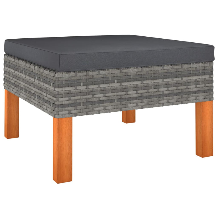 3-delige Loungeset poly rattan en massief eucalyptushout MeubelReus