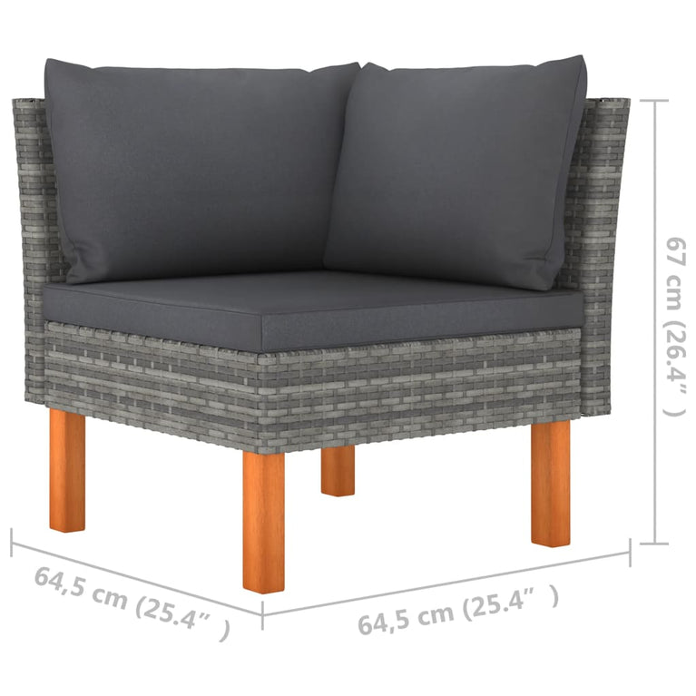 3-delige Loungeset poly rattan en massief eucalyptushout MeubelReus