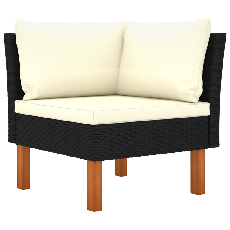 3-delige Loungeset poly rattan en massief eucalyptushout MeubelReus