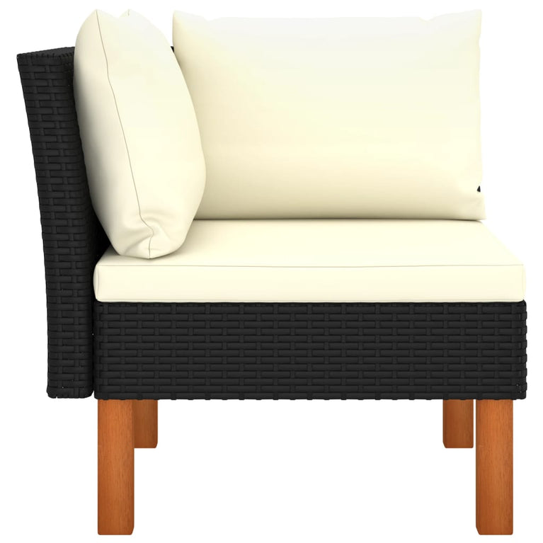 3-delige Loungeset poly rattan en massief eucalyptushout MeubelReus
