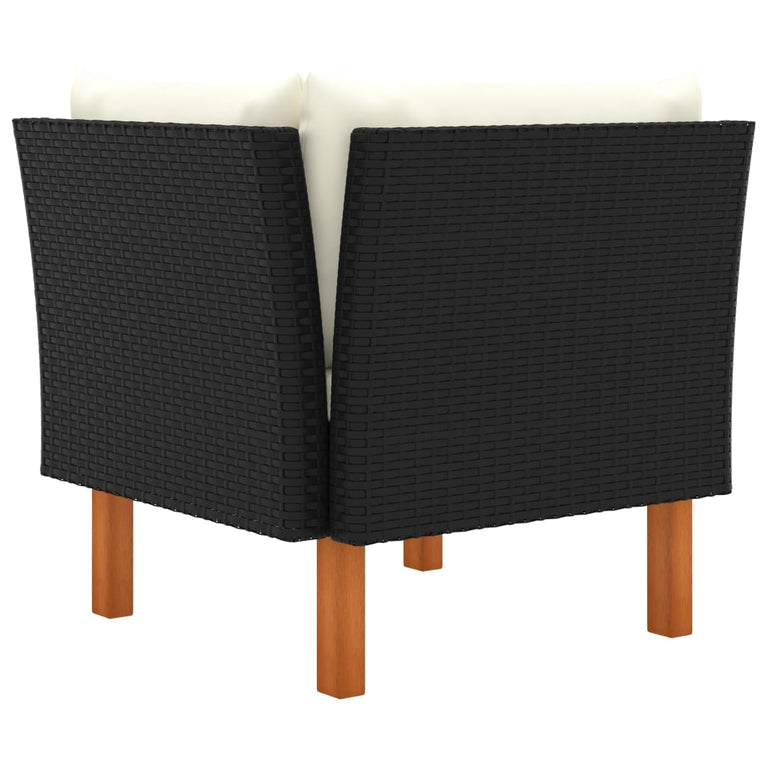 3-delige Loungeset poly rattan en massief eucalyptushout MeubelReus