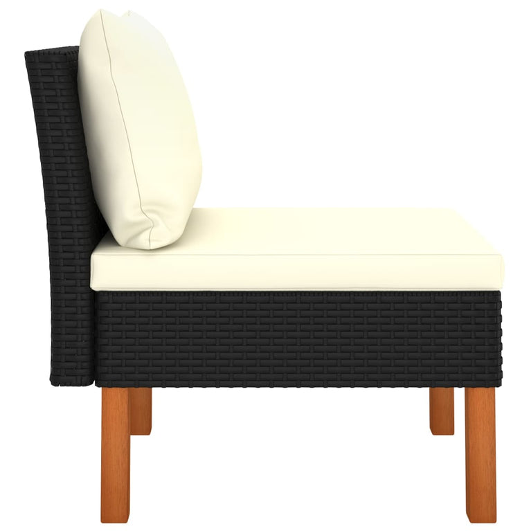3-delige Loungeset poly rattan en massief eucalyptushout MeubelReus