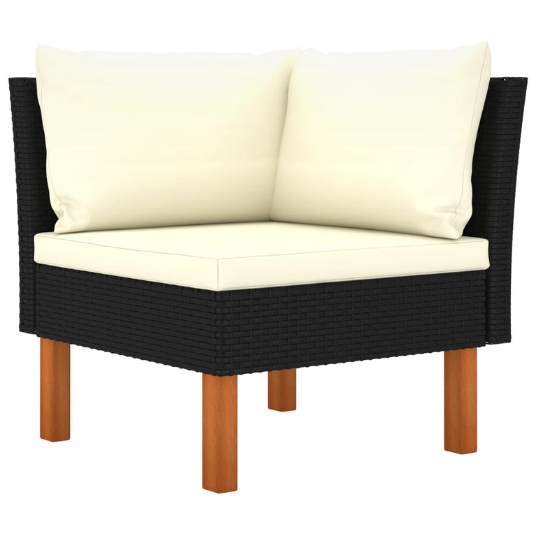 3-delige Loungeset poly rattan en massief eucalyptushout MeubelReus