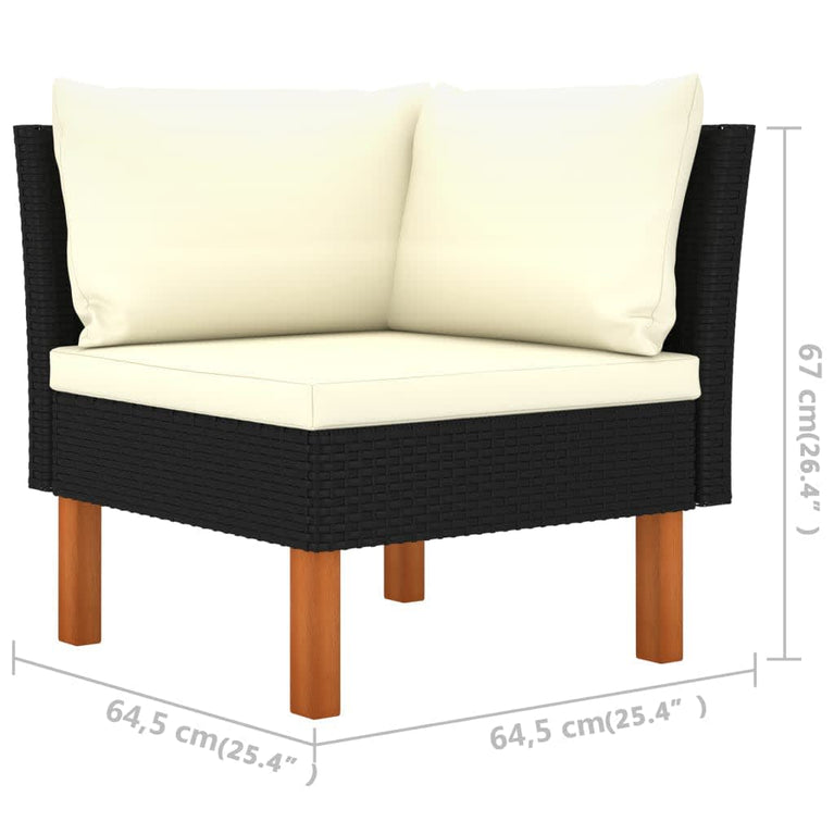 3-delige Loungeset poly rattan en massief eucalyptushout MeubelReus