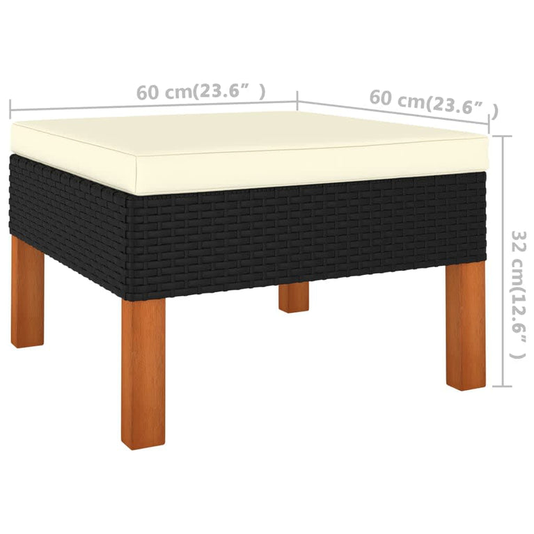 3-delige Loungeset poly rattan en massief eucalyptushout MeubelReus