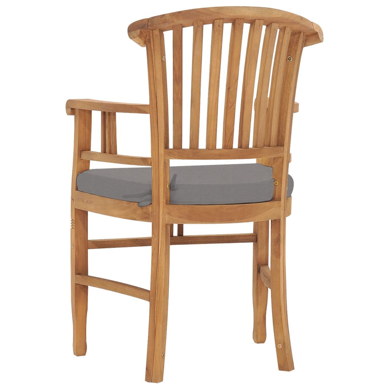 Tuinstoelen 2 st met donkergrijze kussens massief teakhout MeubelReus