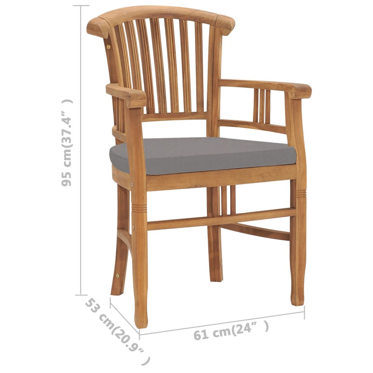 Tuinstoelen 2 st met donkergrijze kussens massief teakhout MeubelReus