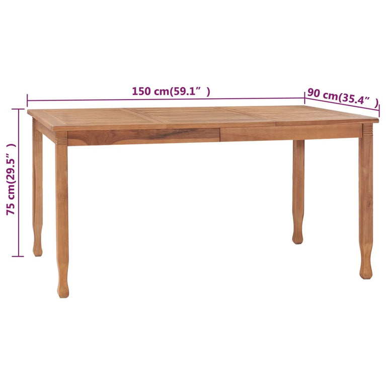 Tuintafel 150x90x75 cm massief teakhout MeubelReus