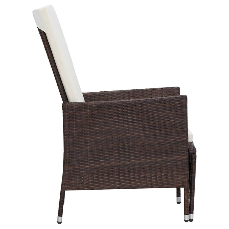 3-delige Loungeset met kussens poly rattan bruin MeubelReus