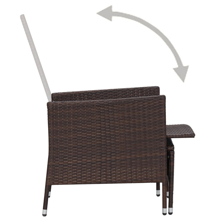 3-delige Loungeset met kussens poly rattan bruin MeubelReus
