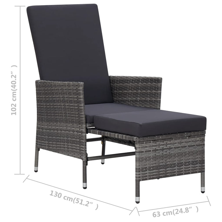 3-delige Loungeset met kussens poly rattan grijs MeubelReus