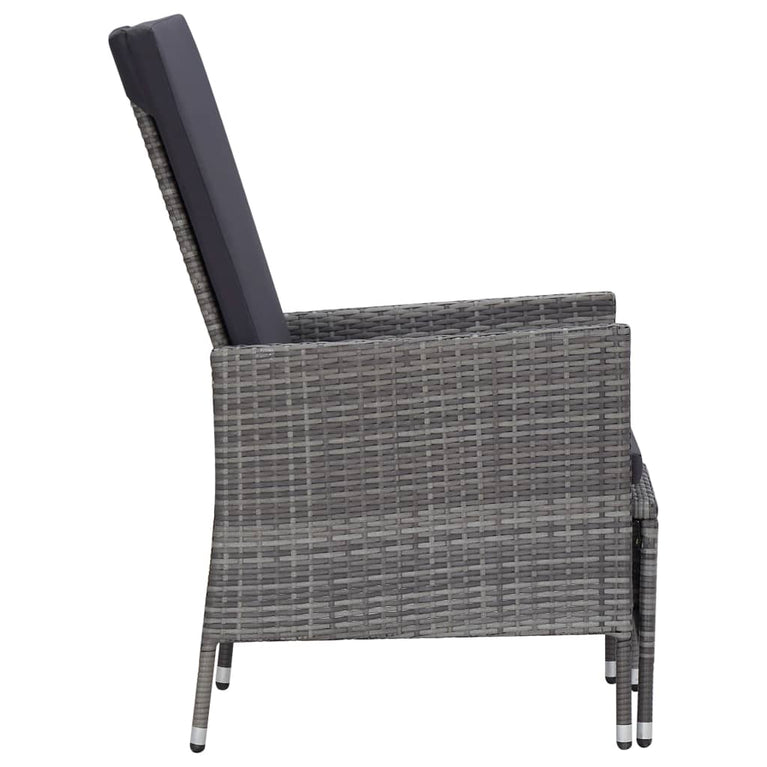 3-delige Loungeset met kussens poly rattan grijs MeubelReus