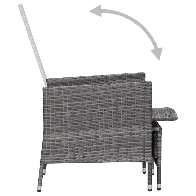 3-delige Loungeset met kussens poly rattan grijs MeubelReus