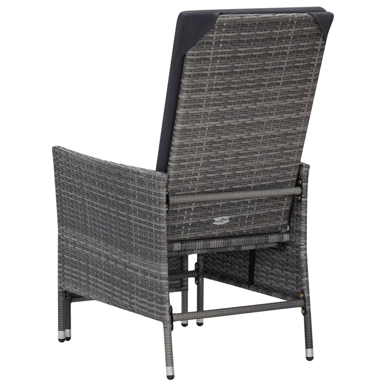 3-delige Loungeset met kussens poly rattan grijs MeubelReus