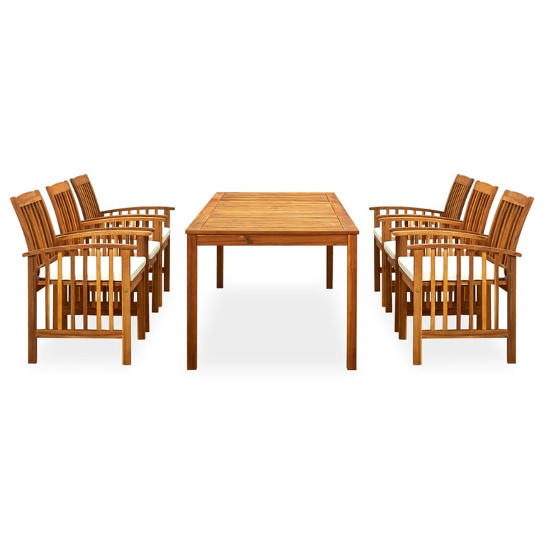 7-delige Tuinset met kussens massief acaciahout MeubelReus