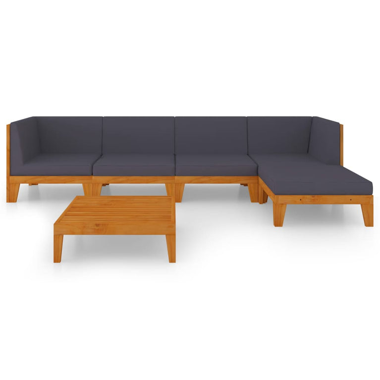 6-delige Loungeset met kussens massief acaciahout MeubelReus
