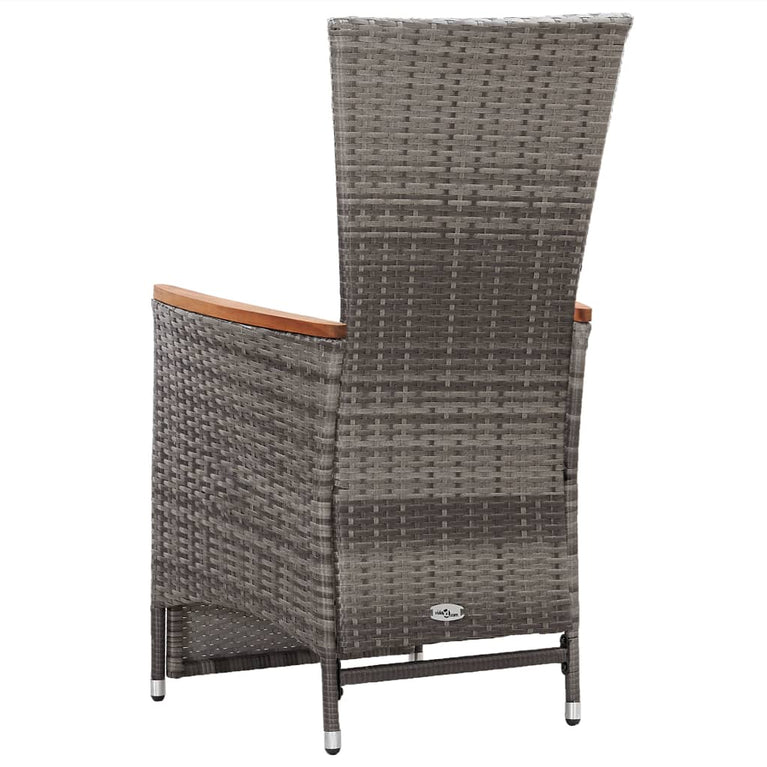 3-delige Loungeset met kussens poly rattan grijs MeubelReus