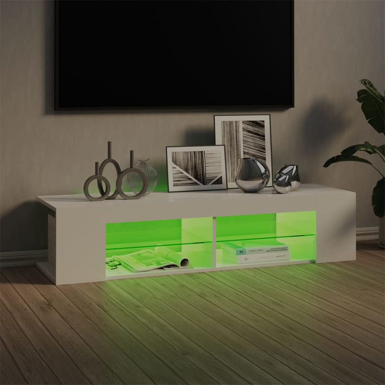 Tv-meubel met LED-verlichting 135x39x30 cm hoogglans wit MeubelReus