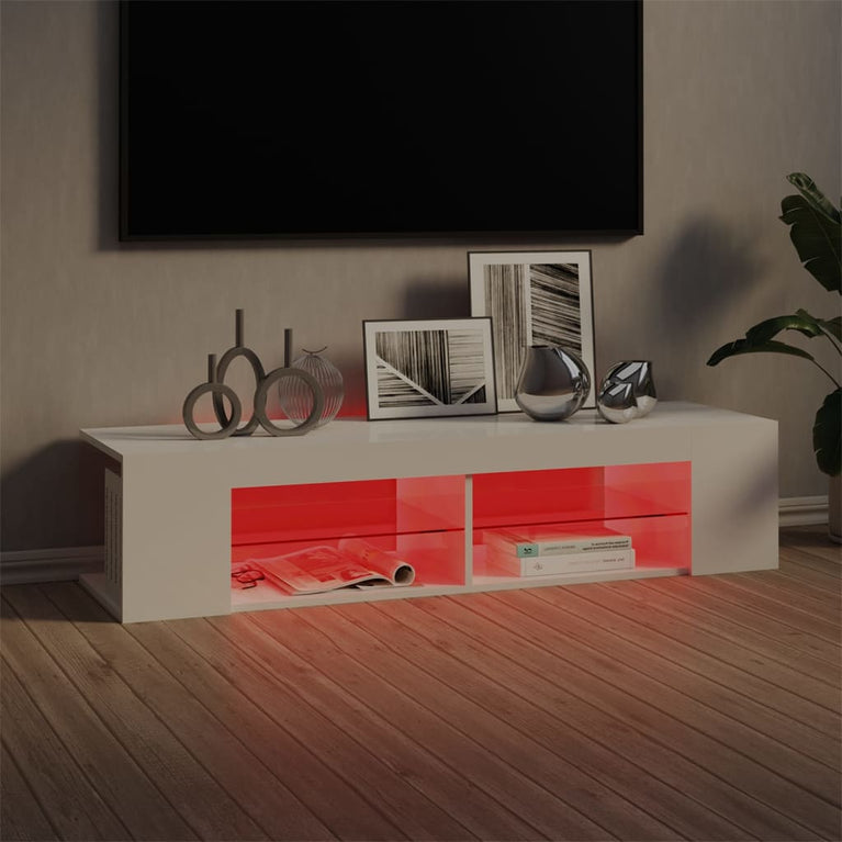 Tv-meubel met LED-verlichting 135x39x30 cm hoogglans wit MeubelReus