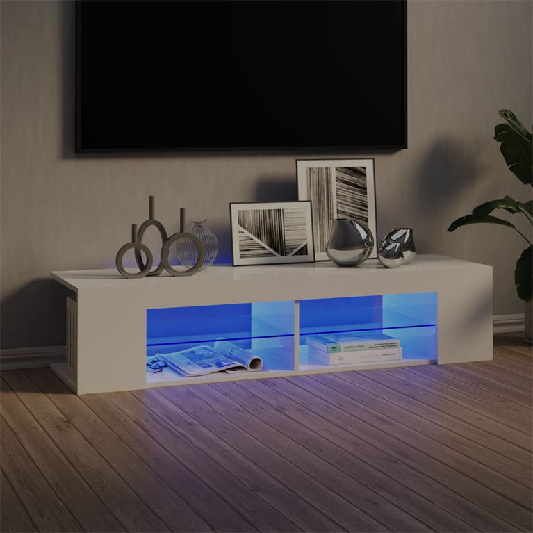 Tv-meubel met LED-verlichting 135x39x30 cm hoogglans wit MeubelReus
