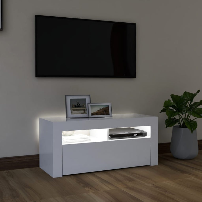 Tv-meubel met LED-verlichting 90x35x40 cm wit MeubelReus