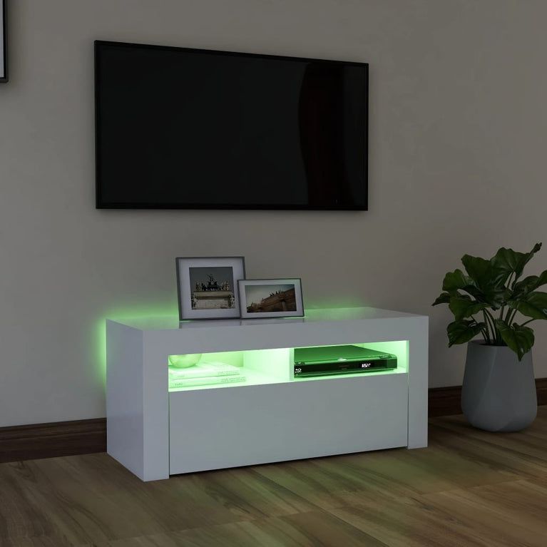 Tv-meubel met LED-verlichting 90x35x40 cm wit MeubelReus