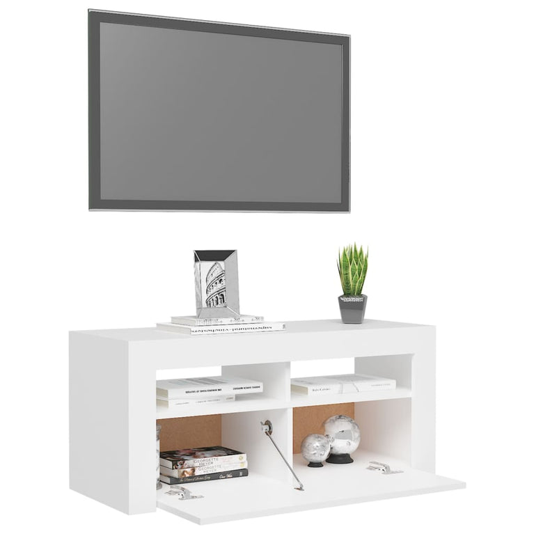 Tv-meubel met LED-verlichting 90x35x40 cm wit MeubelReus