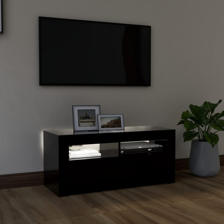 Tv-meubel met LED-verlichting 90x35x40 cm zwart MeubelReus