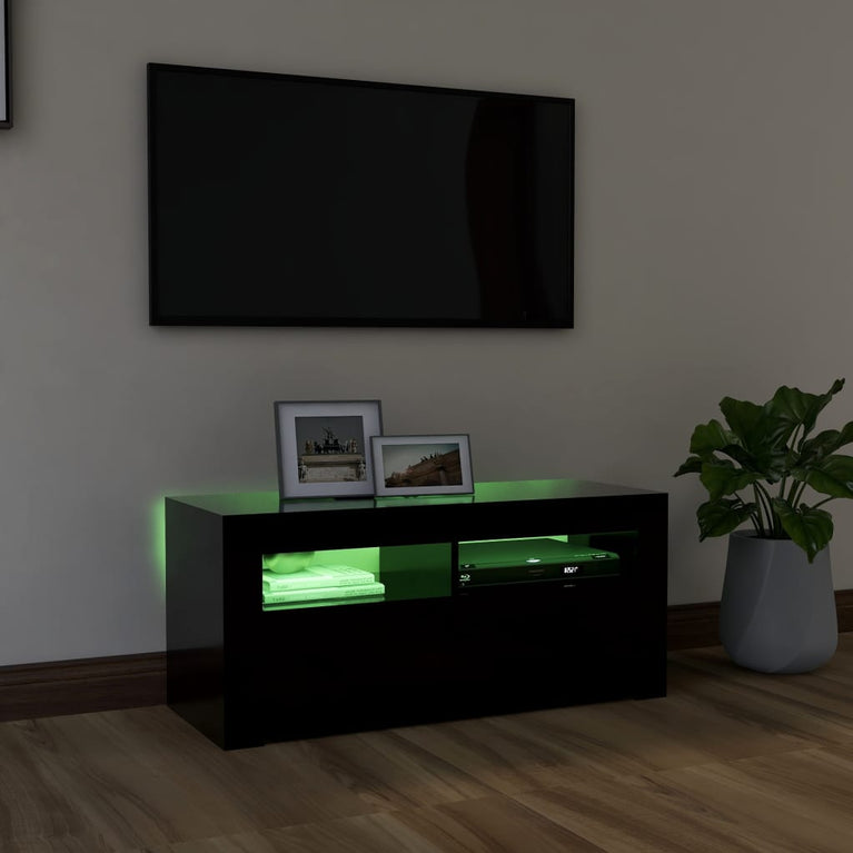 Tv-meubel met LED-verlichting 90x35x40 cm zwart MeubelReus