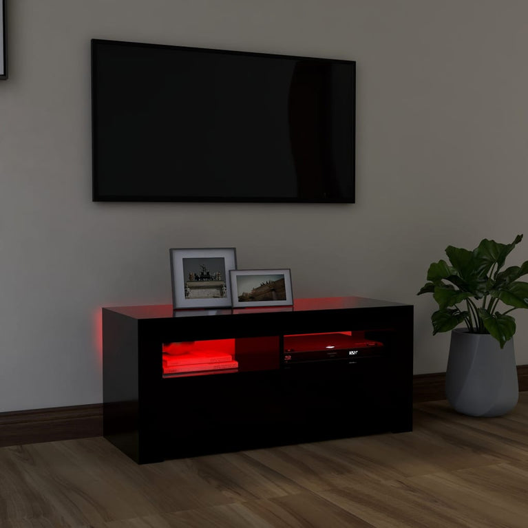 Tv-meubel met LED-verlichting 90x35x40 cm zwart MeubelReus