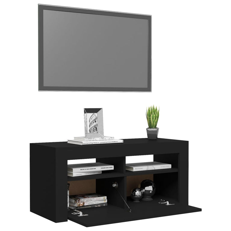 Tv-meubel met LED-verlichting 90x35x40 cm zwart MeubelReus