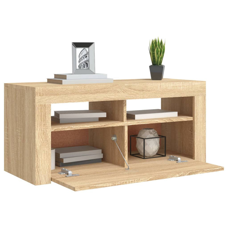 Tv-meubel met LED-verlichting 90x35x40 cm sonoma eikenkleurig MeubelReus