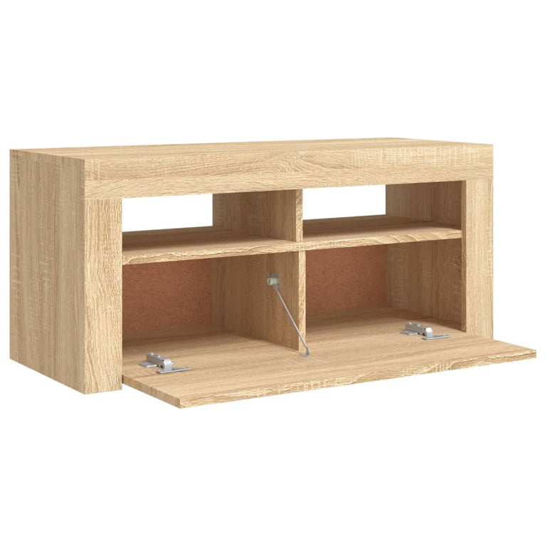 Tv-meubel met LED-verlichting 90x35x40 cm sonoma eikenkleurig MeubelReus
