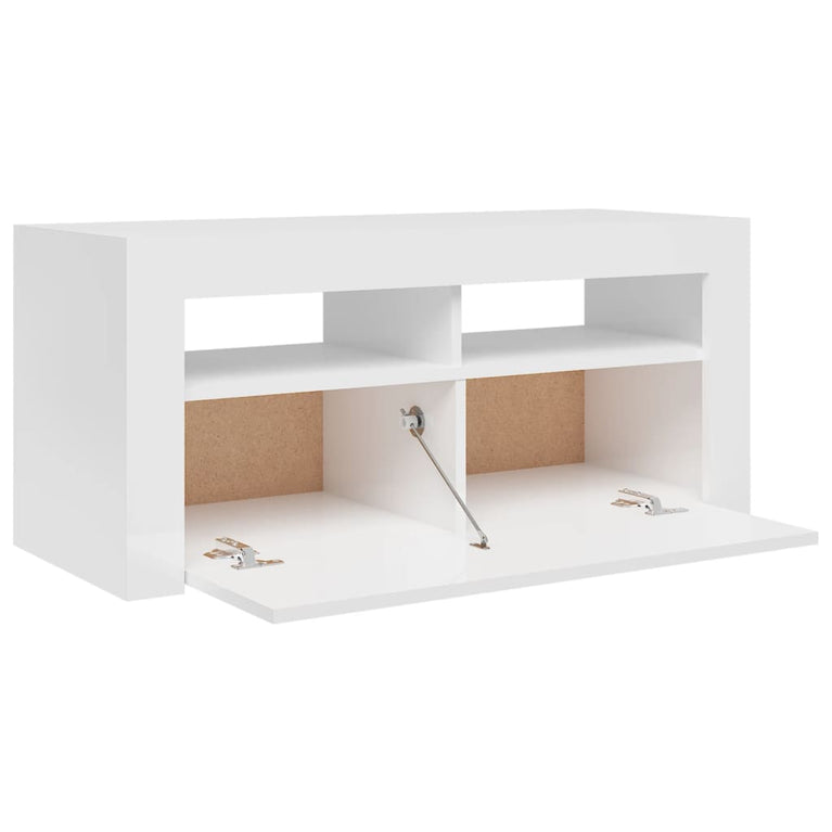 Tv-meubel met LED-verlichting 90x35x40 cm hoogglans wit MeubelReus