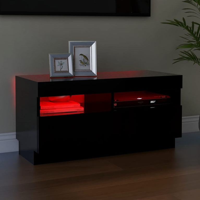 Tv-meubel met LED-verlichting 80x35x40 cm zwart MeubelReus