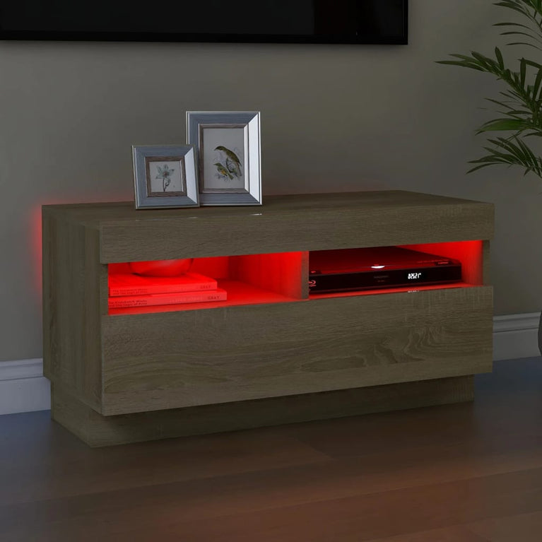 Tv-meubel met LED-verlichting 80x35x40 cm sonoma eikenkleurig MeubelReus