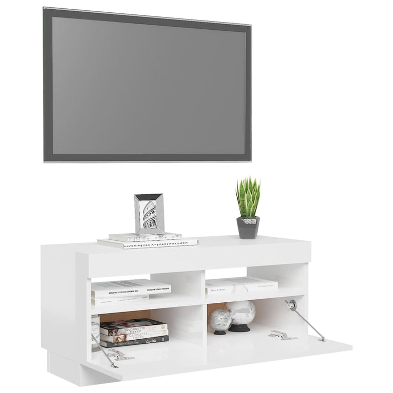 Tv-meubel met LED-verlichting 80x35x40 cm hoogglans wit MeubelReus