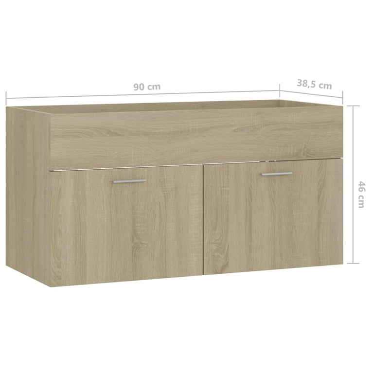 Wastafelkast 90x38,5x46 cm spaanplaat sonoma eikenkleurig MeubelReus
