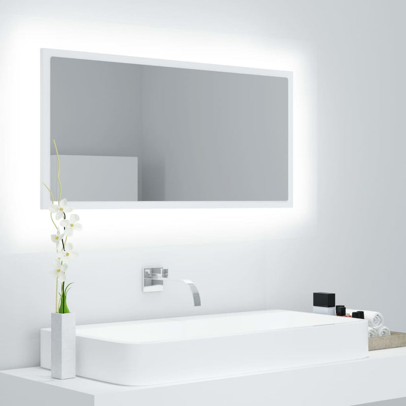 Badkamerspiegel LED 90x8,5x37 cm acryl wit MeubelReus