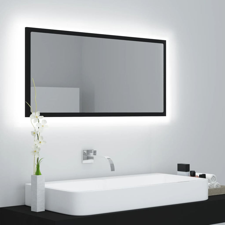 Badkamerspiegel LED 90x8,5x37 cm acryl zwart MeubelReus