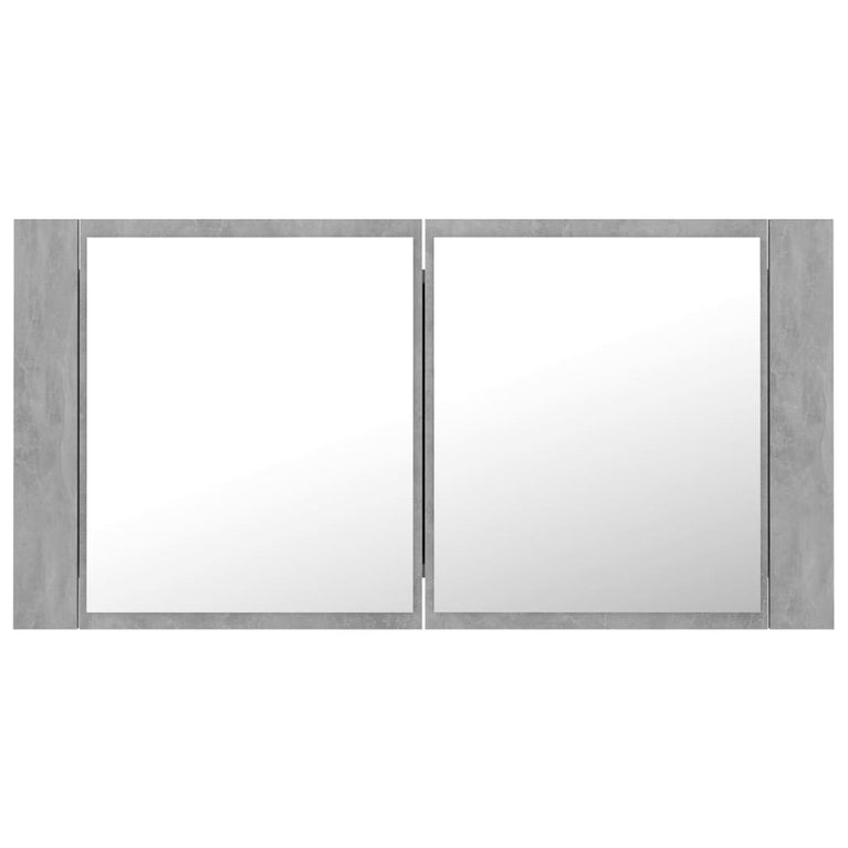 Badkamerkast met spiegel en LED 90x12x45 cm acryl betongrijs MeubelReus
