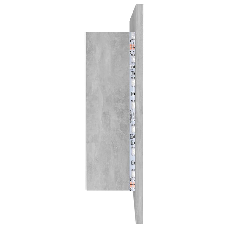 Badkamerkast met spiegel en LED 90x12x45 cm acryl betongrijs MeubelReus
