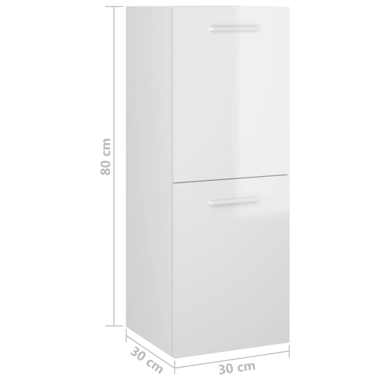 Badkamerkast 30x30x80 cm spaanplaat hoogglans wit MeubelReus