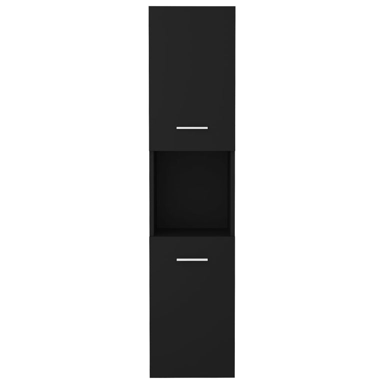Badkamerkast 30x30x130 cm bewerkt hout zwart