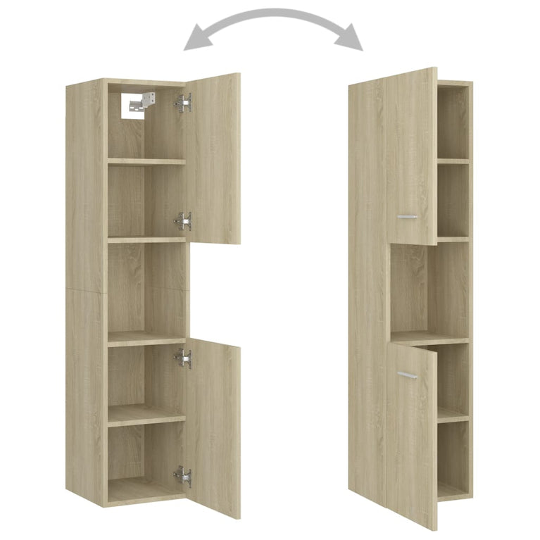 Badkamerkast 30x30x130 cm spaanplaat sonoma eikenkleurig MeubelReus